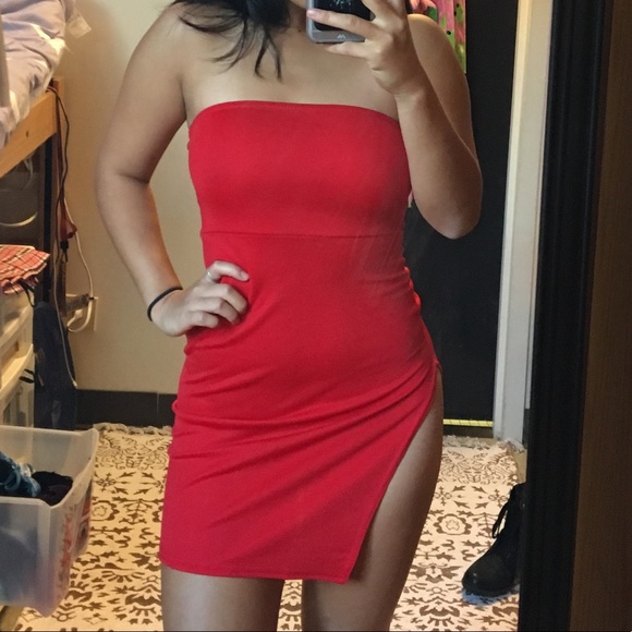 red bodycon dress plt